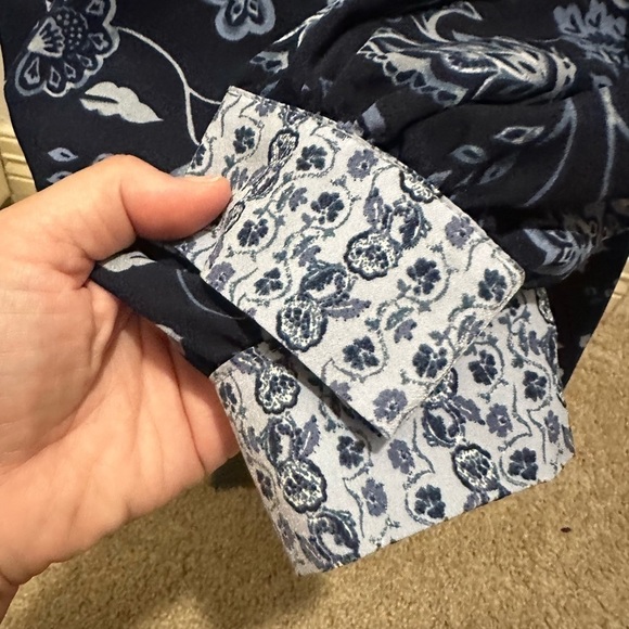 Dip Floral Peplum Blue Long Sleeve Size Medium Drawstrings - Picture 9 of 10